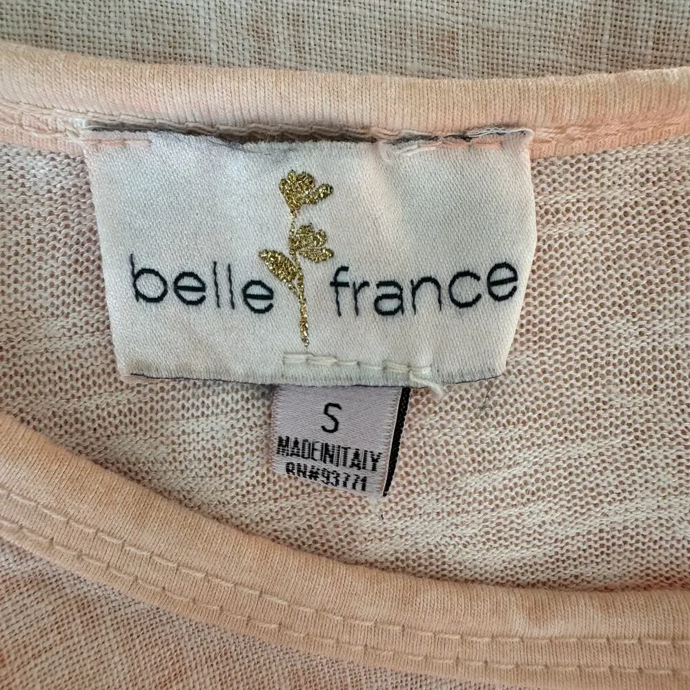 BELLE FRANCE Top Womens S Orange 100% Linen Made in Italy Coastal Beachy Resort - Picture 8 of 12